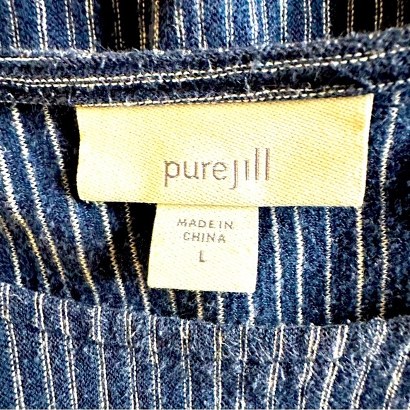 J. Jill blue striped Lagenlook hemp and organic cotton tunic top Large - Picture 10 of 12